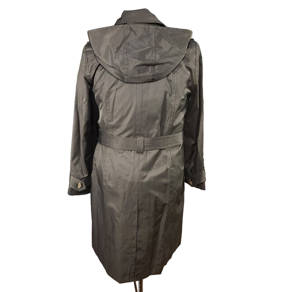 NWT LONDON FOG Womens Double-Breasted Hooded Trench Coat, Black, size 0X - Picture 7 of 11